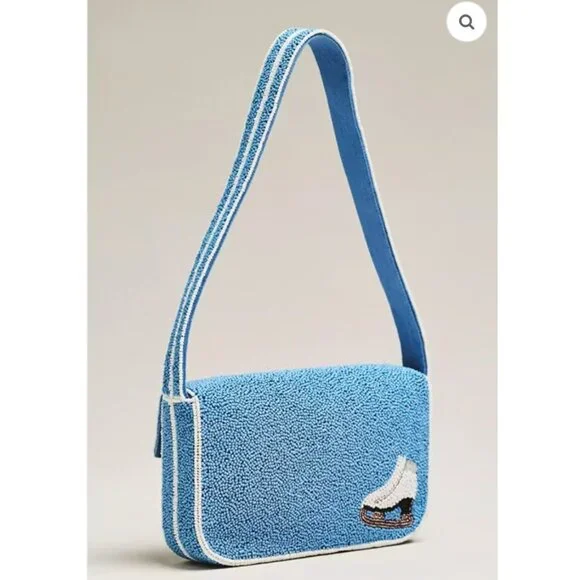 Anthropologie The Fiona Beaded Bag: Winter Icon Edition- Blue Skates